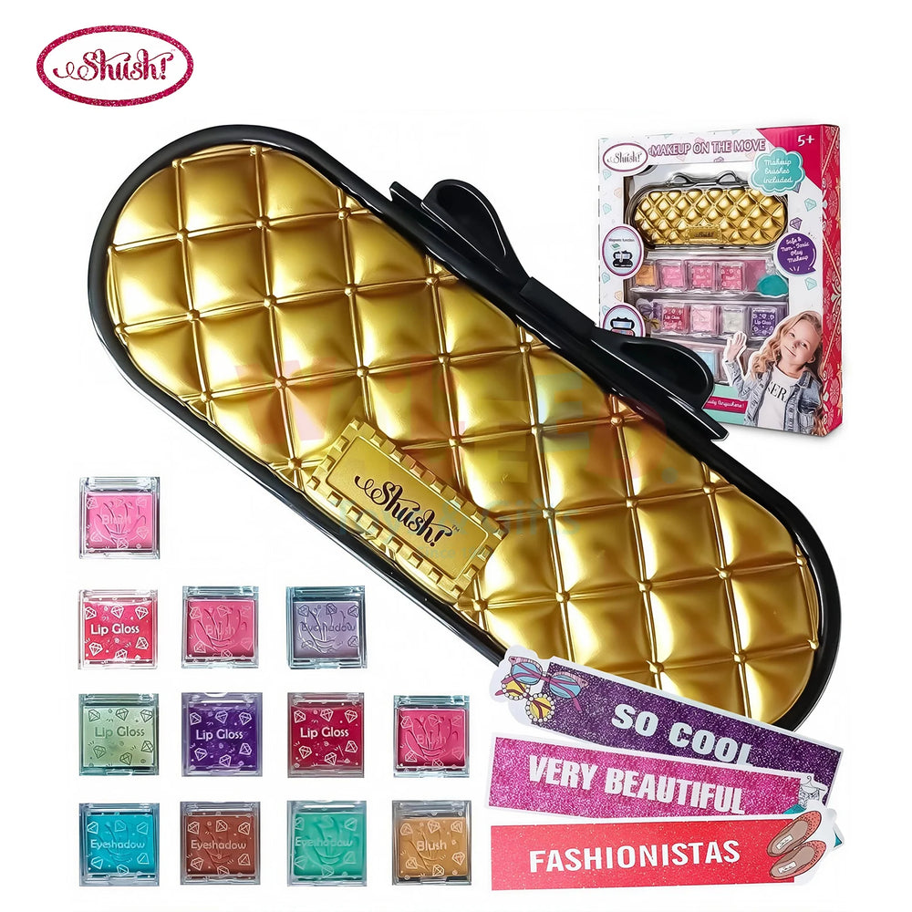 ShuSh Golden Makeup Set Bag Brushes 1 Piece Kids Toy