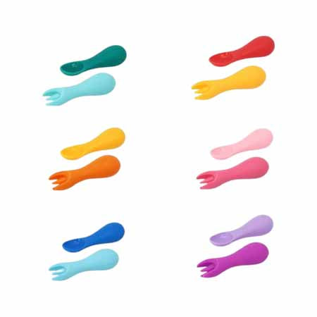 Yellow Silicone Palm Grasp Spoon and Fork Set