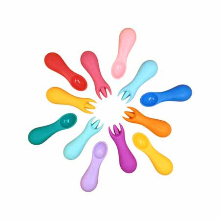Green Silicone Palm Grasp Spoon and Fork Set