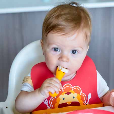 Red Silicone Palm Grasp Spoon and Fork Set