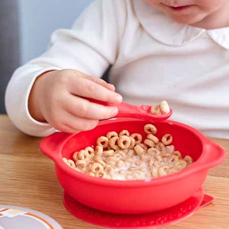 Red Silicone Palm Grasp Spoon and Fork Set