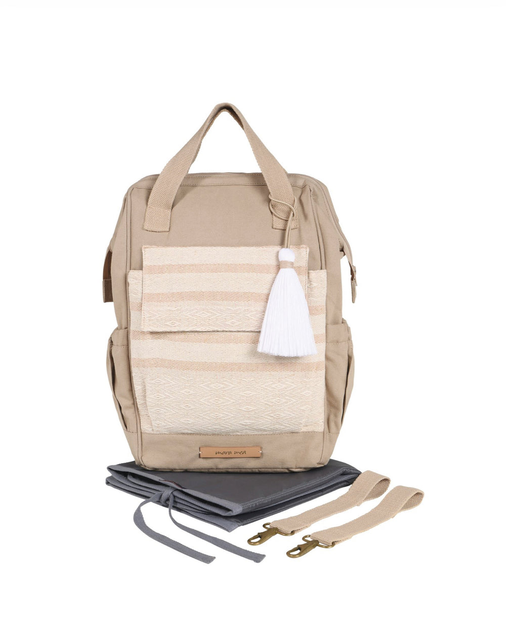 Silk Weaving Travel Diaper Backpack in Beige