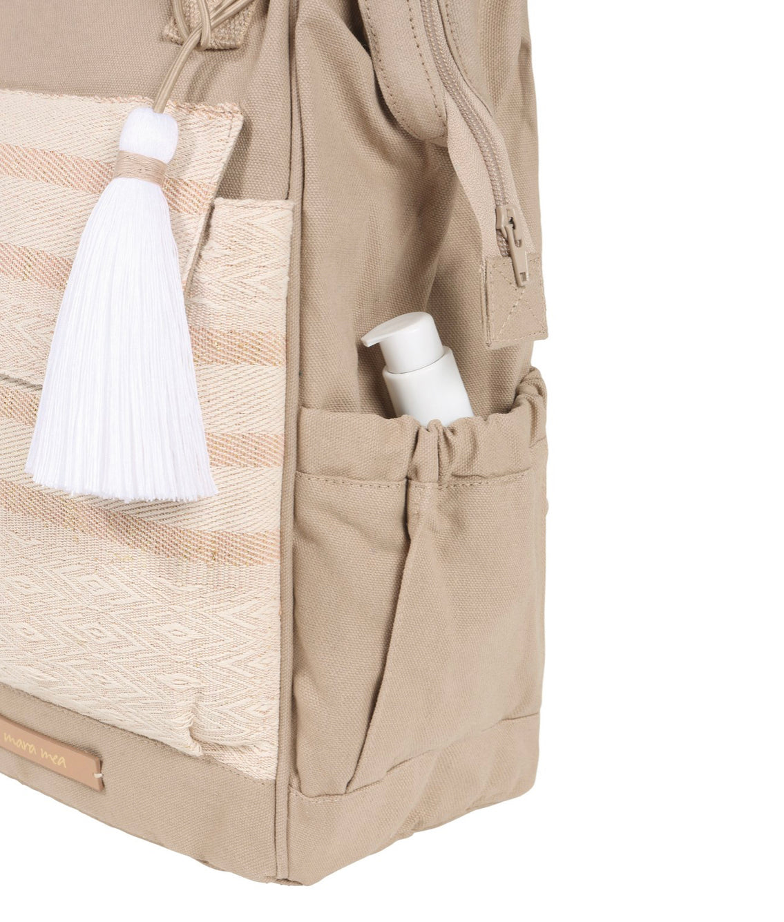 Silk Weaving Travel Diaper Backpack in Beige