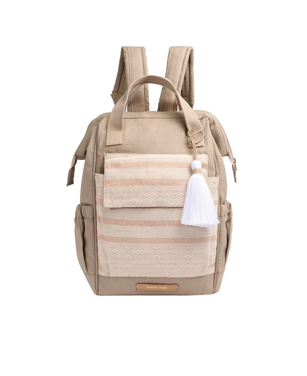 Silk Weaving Travel Diaper Backpack in Beige