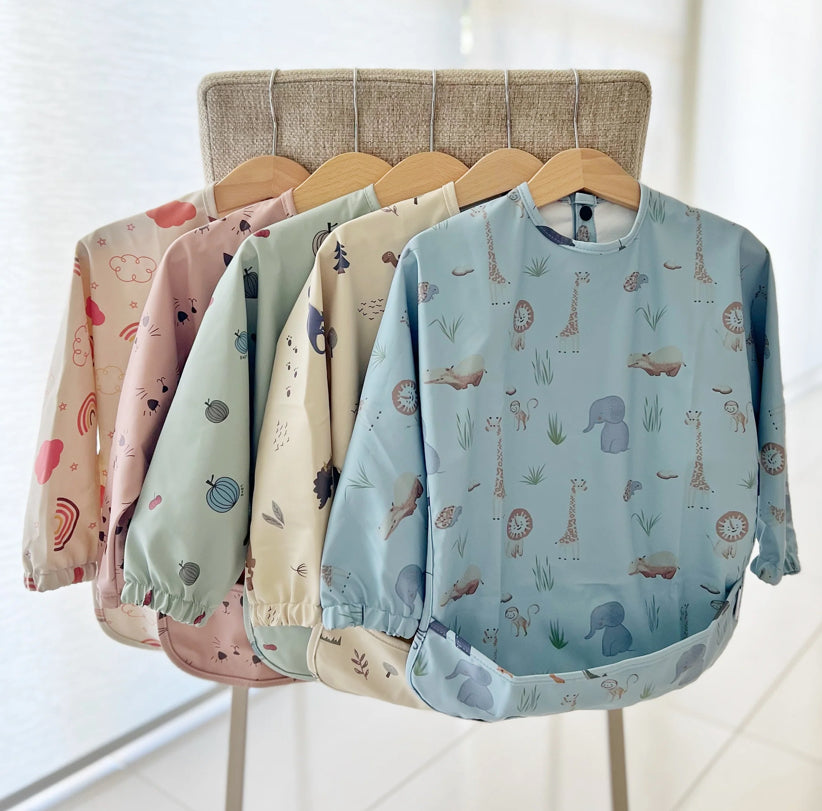 Beige Dino Smock Bib (1-3 years)