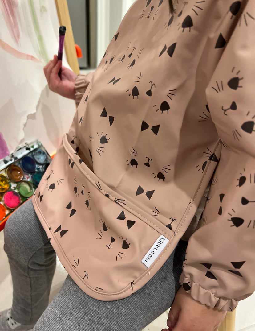 Beige Dino Smock Bib (1-3 years)