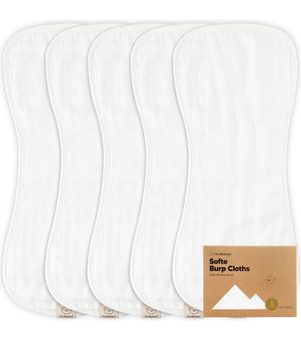 Soft White Urban Burp Clothes (Pack of 5)
