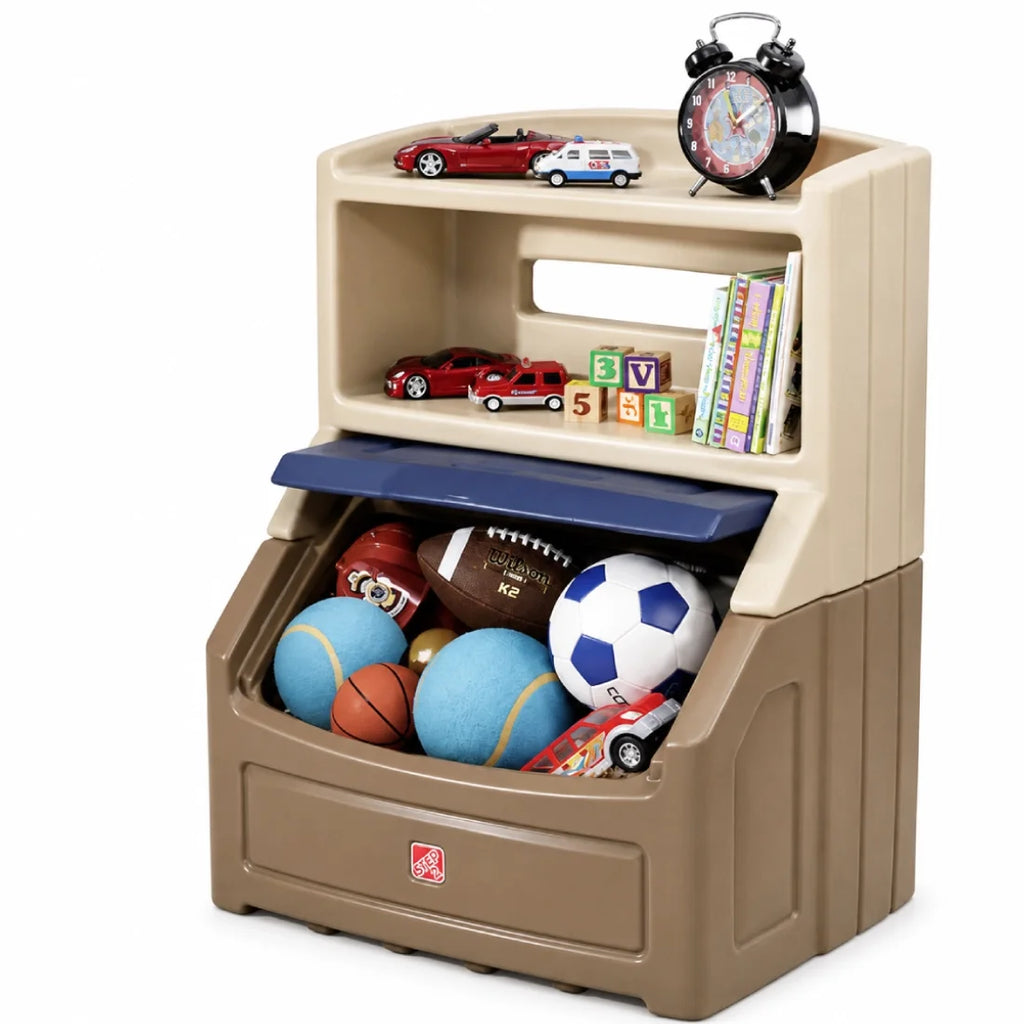 Step2 Kids Bookcase Toy Box Blue 2in1 Storage Organizer Bedroom Playroom