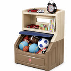 Step2 Kids Bookcase Toy Box Blue 2in1 Storage Organizer Bedroom Playroom