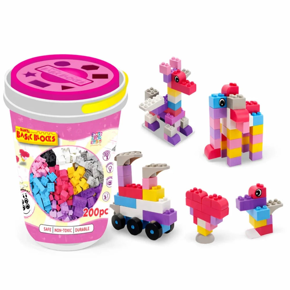 SUNTA Basic Building Blocks Bucket 200 Pieces Kids Toy