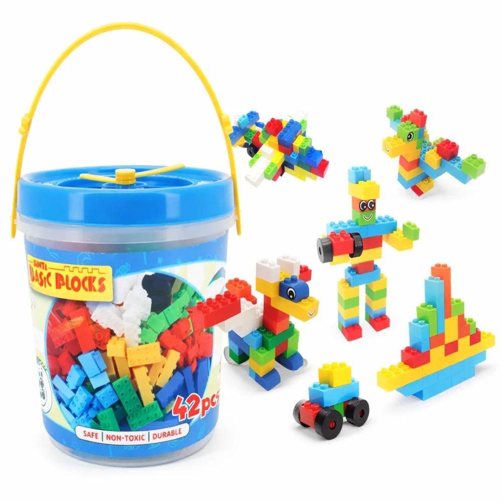 SUNTA Basic Building Blocks Bucket 42 Pieces Kids Toy