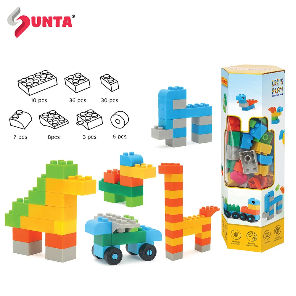SUNTA Basic Building Blocks Window Box 100 Pieces Kids Toy