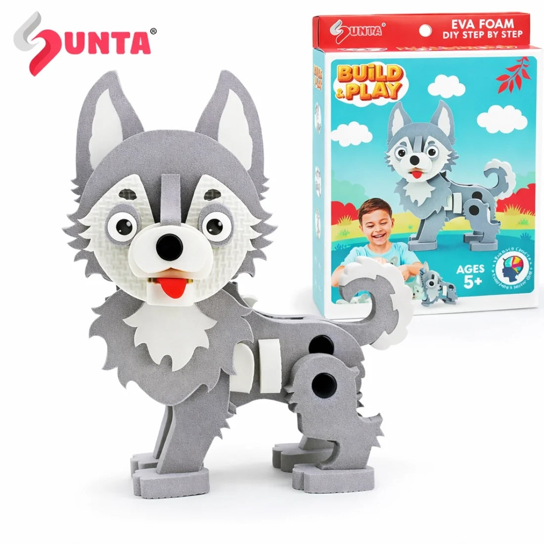 Sunta DIY Foam Husky Puzzle Kids 3D Creative Build Toy