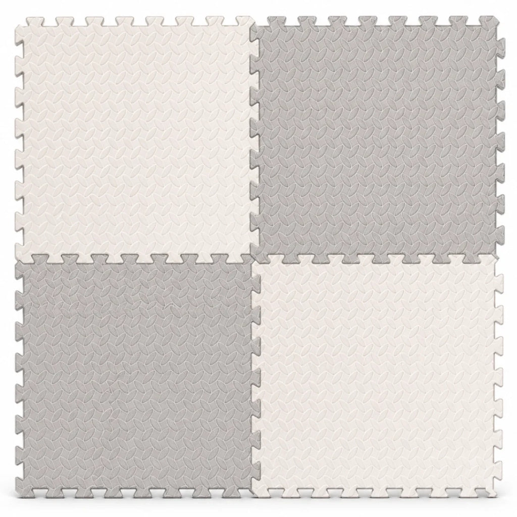 Sunta Foam Puzzle Mat 4 Pieces Grey White Gym Floor Play Protection