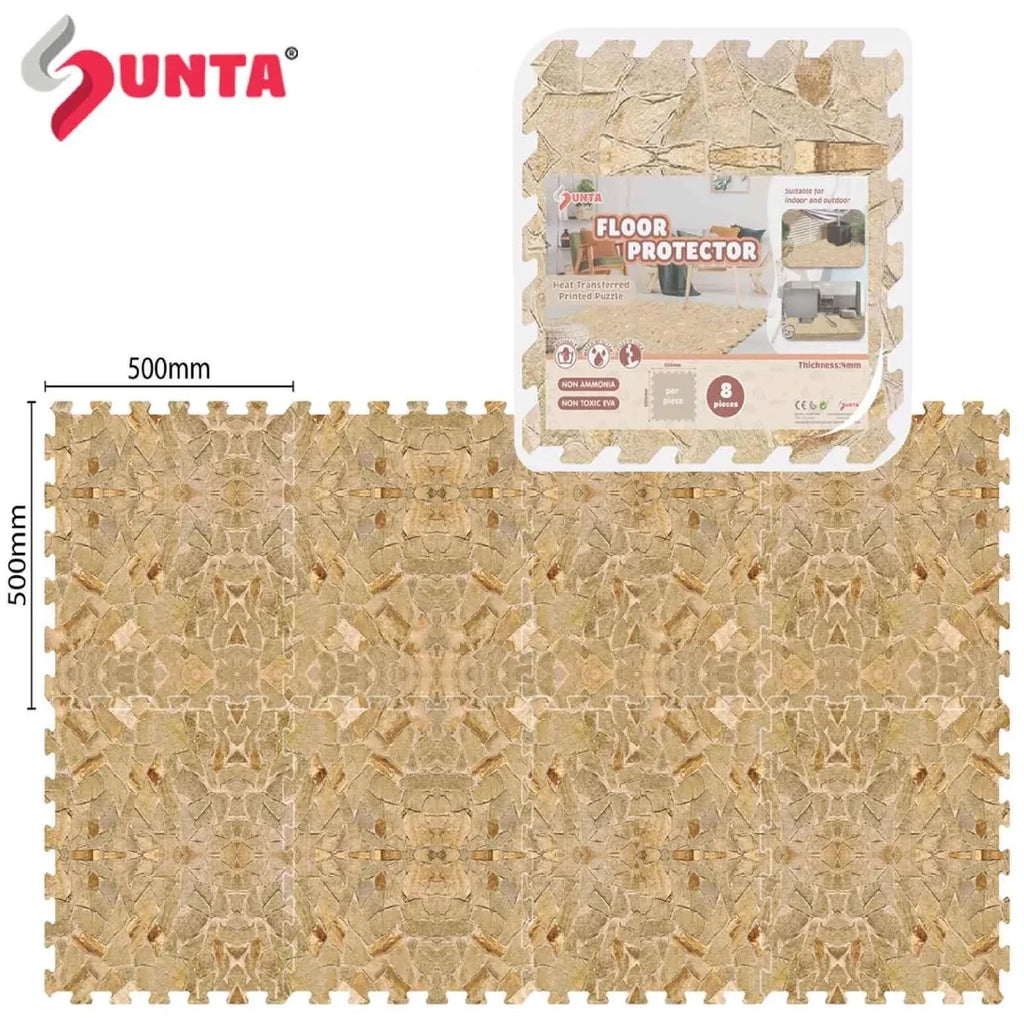 Sunta Foam Puzzle Mat 8 Pieces Natural Oak Floor Protector Indoor Outdoor