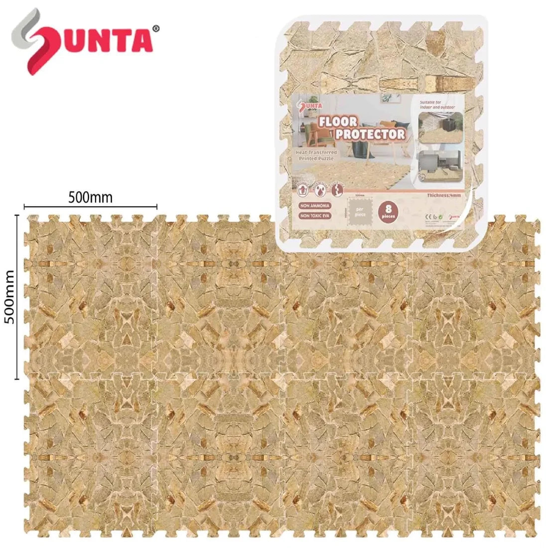 Sunta Foam Puzzle Mat 8 Pieces Natural Oak Floor Protector Indoor Outdoor