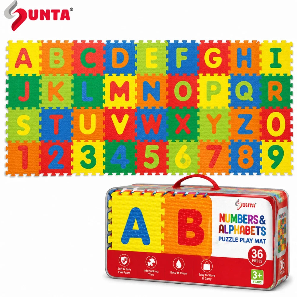 Sunta Kids Foam Puzzle Mat 36 Pieces Alphabet Number Learning Play