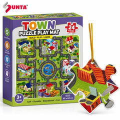 Sunta Kids Road Track Puzzle 64 Pieces City Play Learning Jigsaw Set