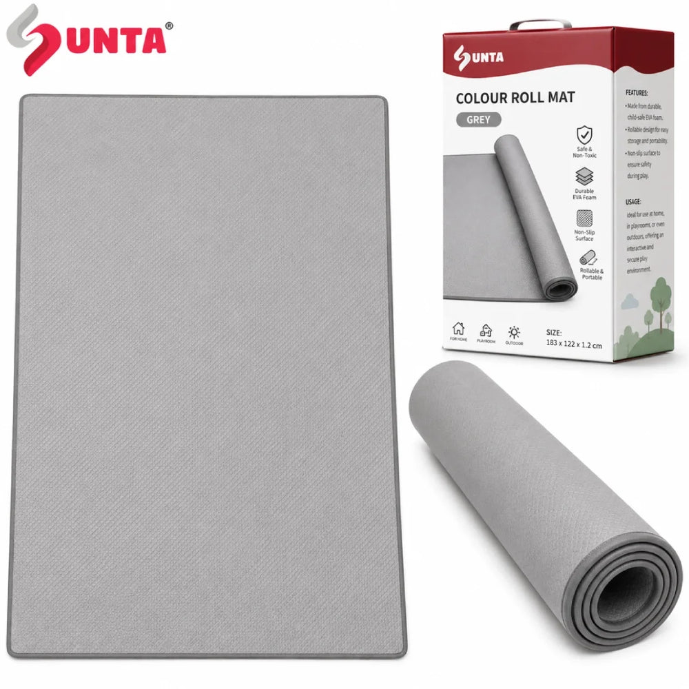 Sunta Kids Roll Play Mat Grey EVA Non-Slip Indoor Outdoor Activity