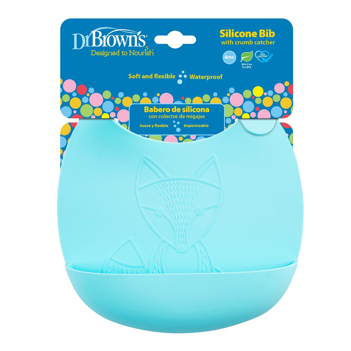 Dr.Brown's Silicone Bib - Turquoise, 1-Pack