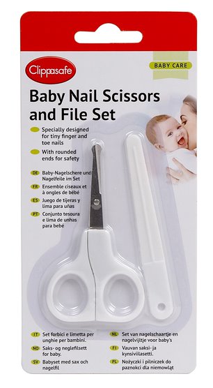 Clippasafe Baby Nail Scissors & File Set White