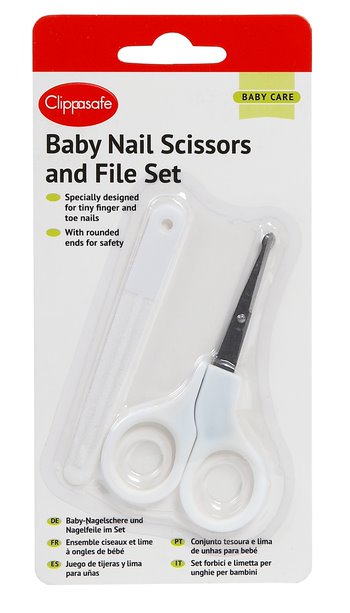 Clippasafe Baby Nail Scissors & File Set White