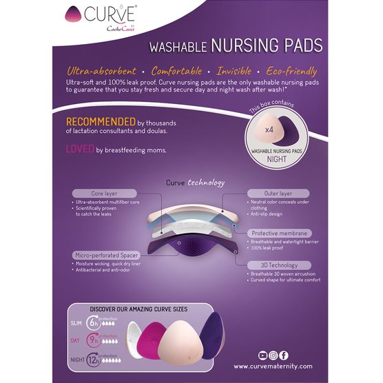 Curve Essential Plus 4 Washable Nursing Pads Night Purple