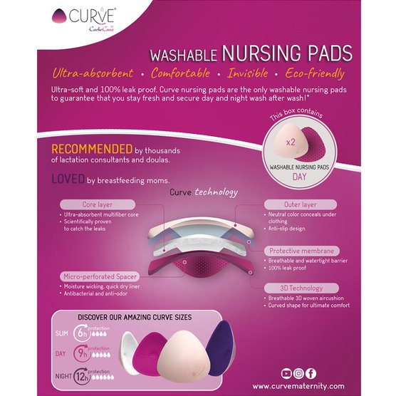 Curve Essential 2 Washable Nursing Pads Day Fuchsia