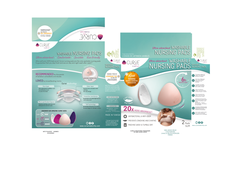 Curve Essential 2 Washable Nursing Pads Slim White