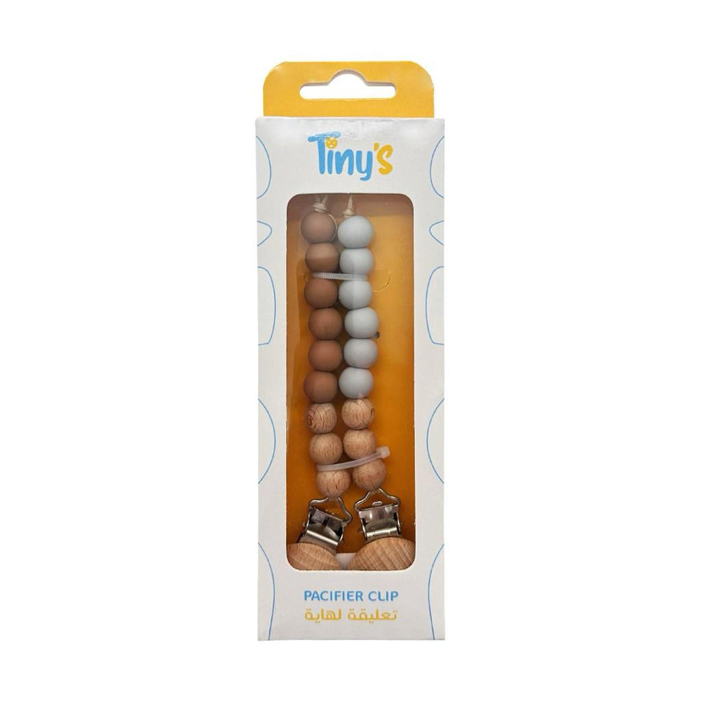 Tiny's Pacifier Clip - Capucino & Gray - 2 pcs