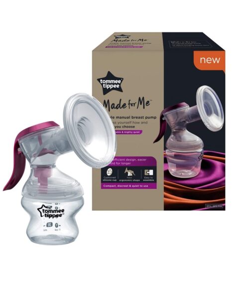 Tommee Tippee Made for Me Manual Breast Pump with soft, cushioned silicone cup and narrow neck for hand strain reduction