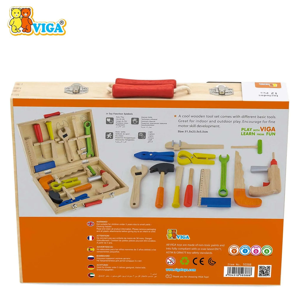 Viga Wooden Tool Box 12 Pcs