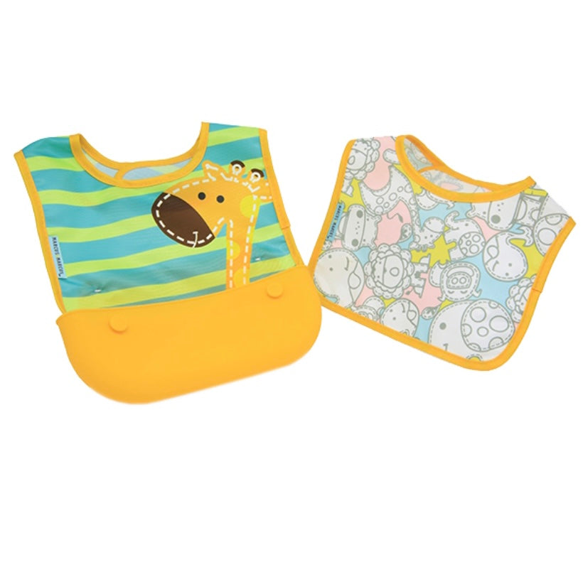Yellow Giraffe Travel Bib - Set of 2