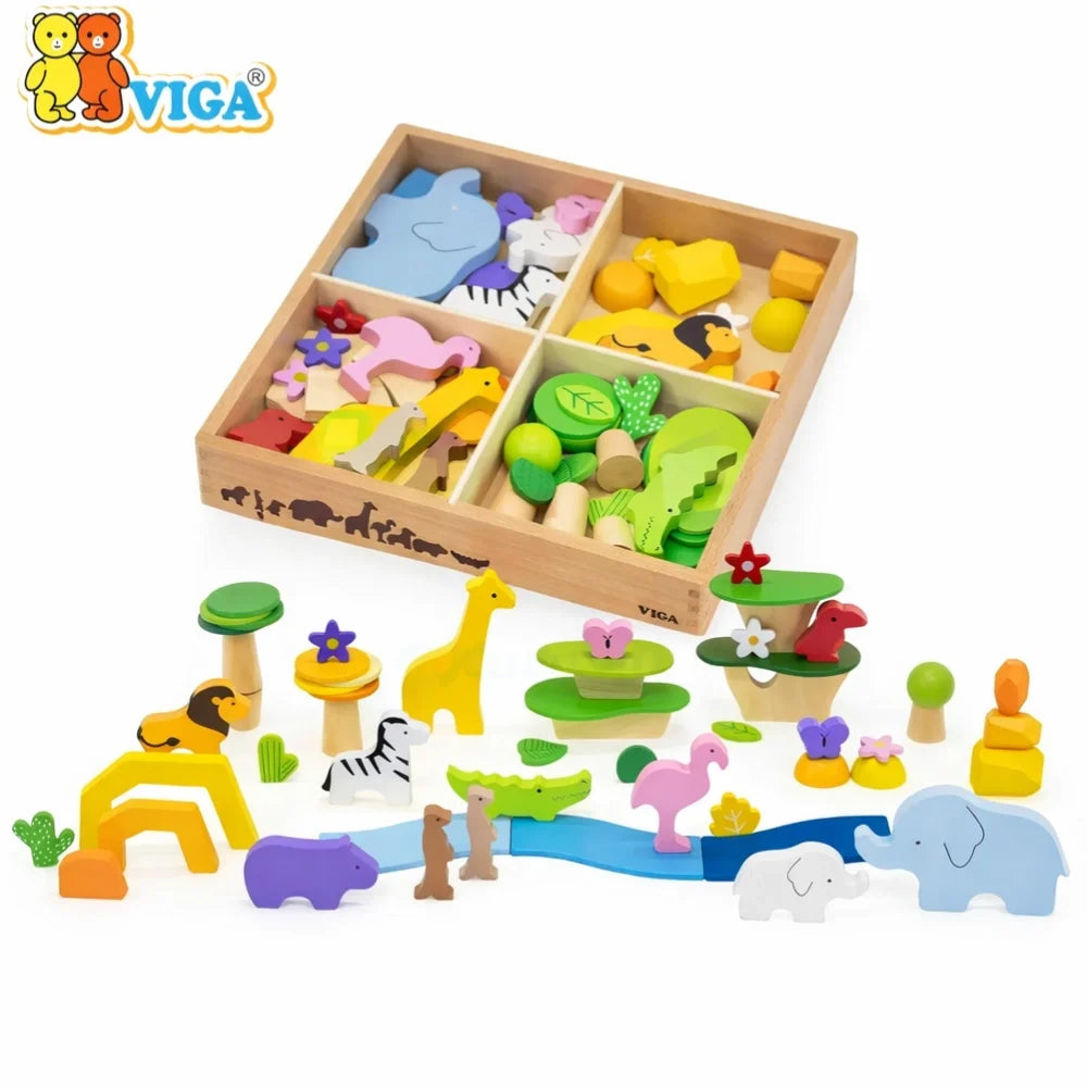 Tropical Tales Wooden Blocks Set 55 Pieces
