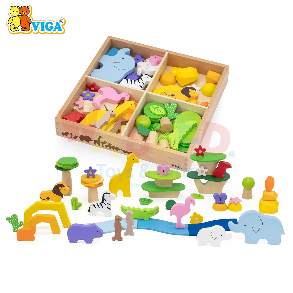 Tropical Tales Wooden Blocks Set 55 Pieces