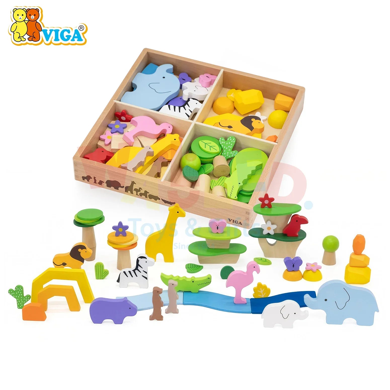 Tropical Tales Wooden Blocks Set 55 Pieces