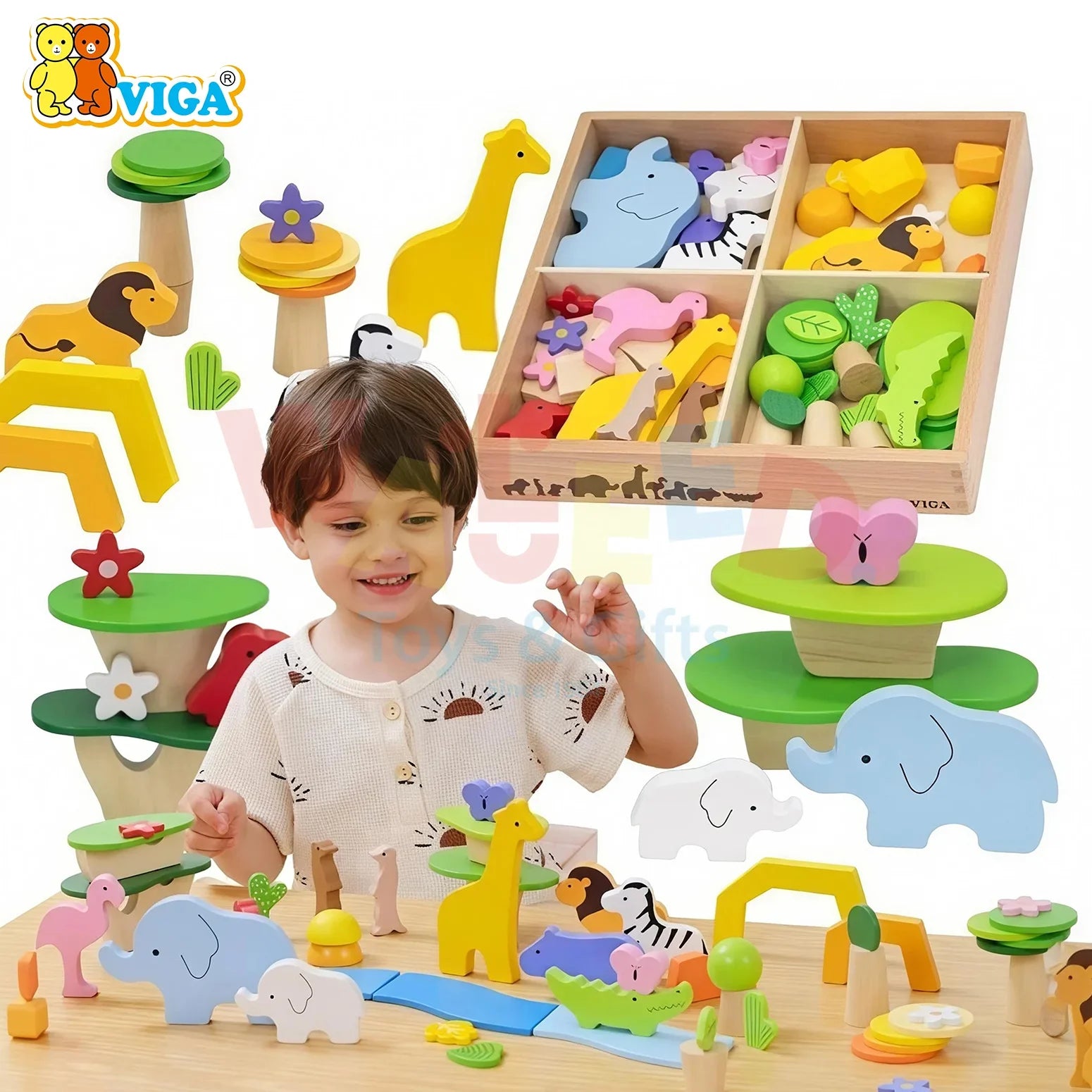 Tropical Tales Wooden Blocks Set 55 Pieces