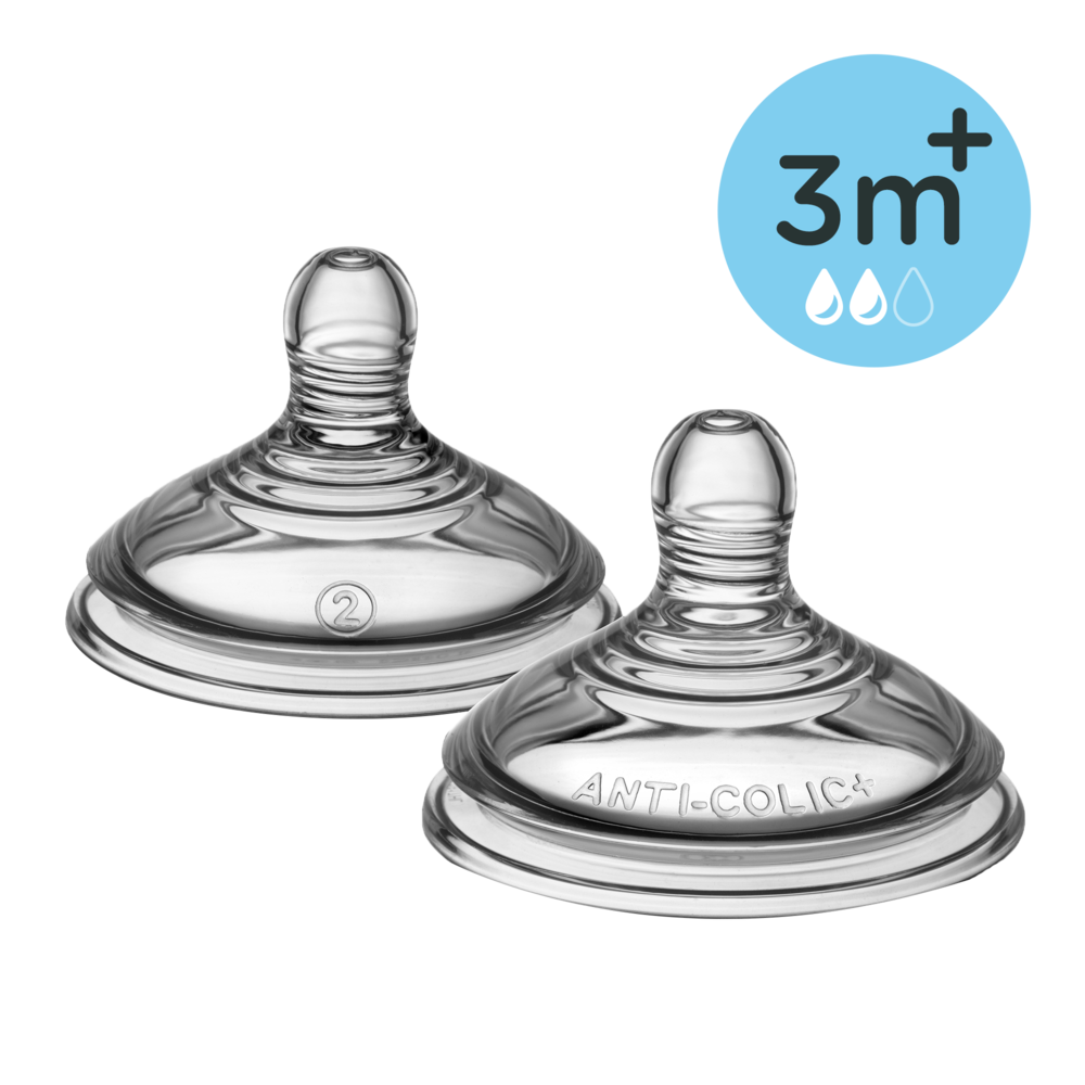 Tommee Tippee Closer to Nature Teats, Medium Flow x 2 -Clear