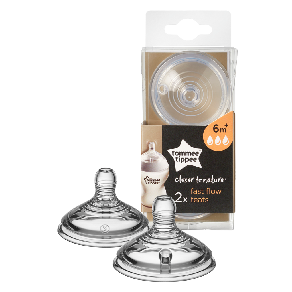 Tommee Tippee Closer to Nature Teats, Fast Flow x 2-Clear