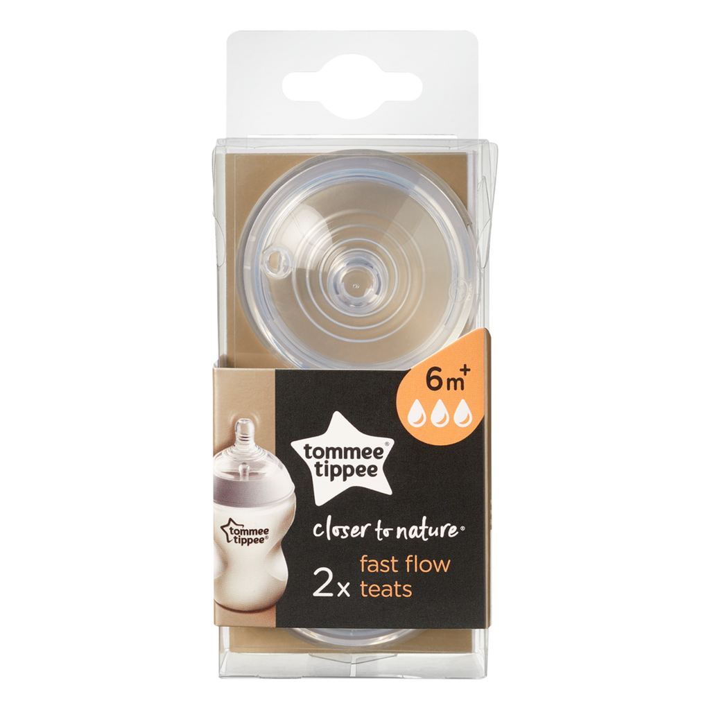 Tommee Tippee Closer to Nature Teats, Fast Flow x 2-Clear