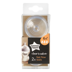 Tommee Tippee Closer to Nature Teats, Fast Flow x 2-Clear
