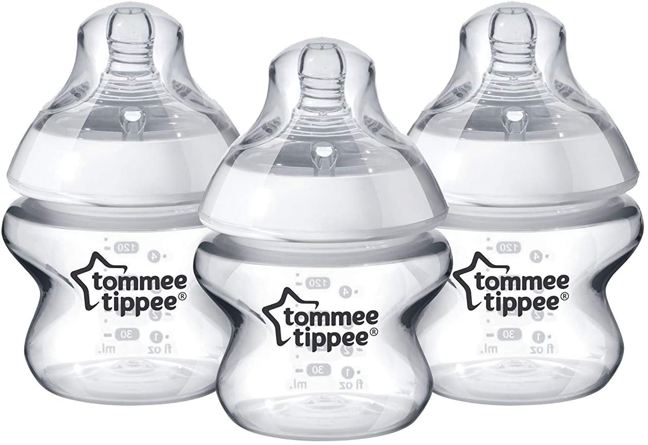 Tommee Tippee Closer to Nature Feeding Bottle, 150ml x 3  - Clear