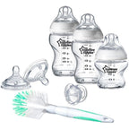 Tommee Tippee Closer to Nature Glass Feeding Bottle Kit, Starter Set - Clear