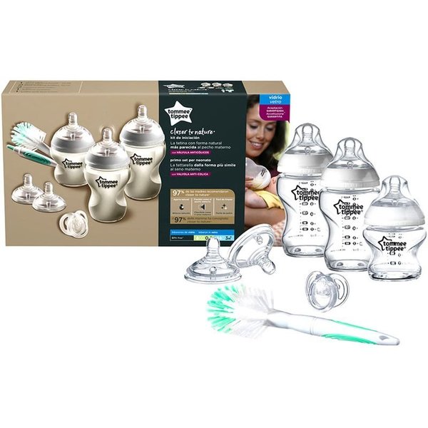 Tommee Tippee Closer to Nature Glass Feeding Bottle Kit, Starter Set - Clear