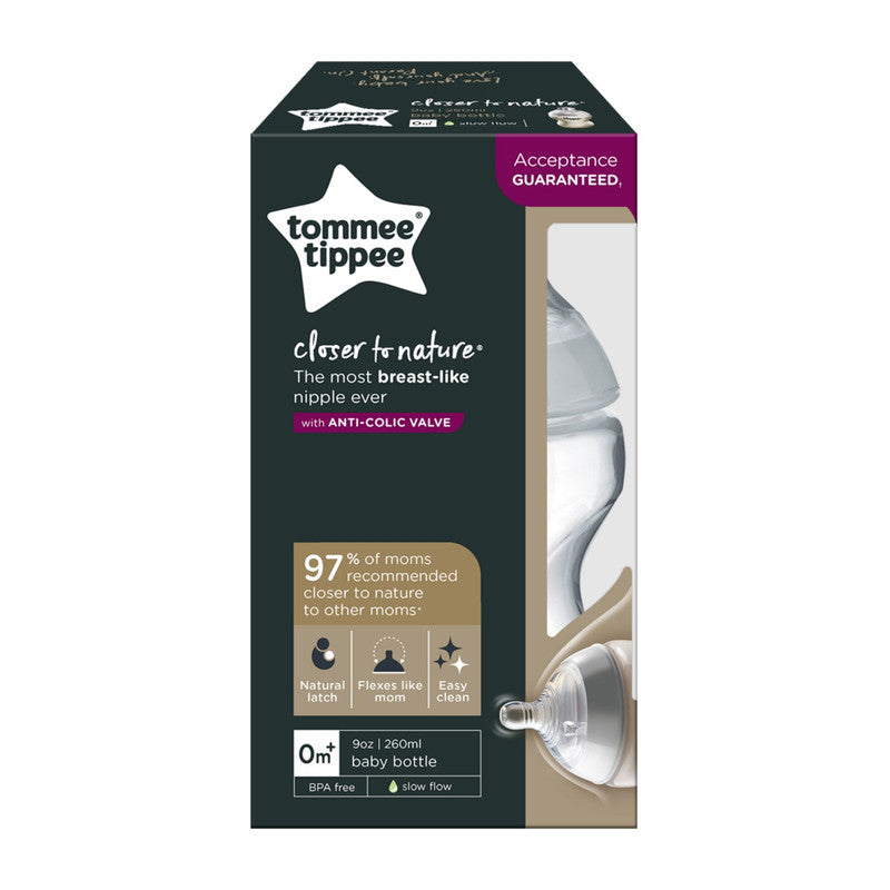 Tommee Tippee Closer to Nature Feeding Bottle, 260ml x 1  - Clear