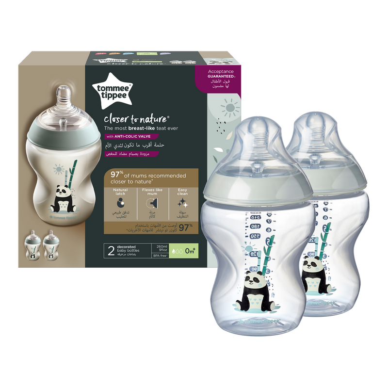Tommee Tippee Closer to Nature Feeding Bottle, 260ml x 2 - Girl