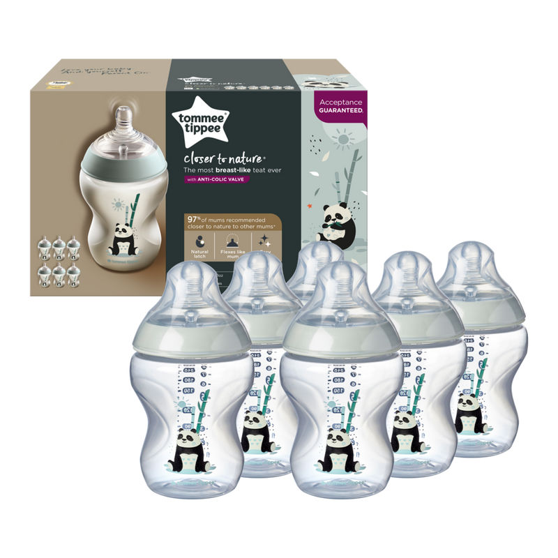 Tommee Tippee Closer to Nature Feeding Bottle, 260ml x 6  - Girl