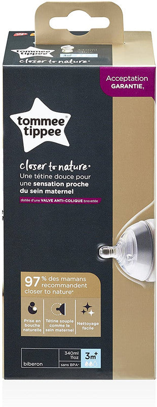 Tommee Tippee Closer to Nature Feeding Bottle, 340ml x 1 -Clear