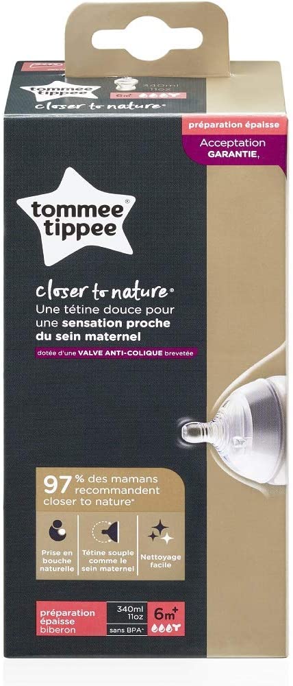 Tommee Tippee Closer to Nature Feeding Bottle, 340ml x 1 Thick (Y) Teat