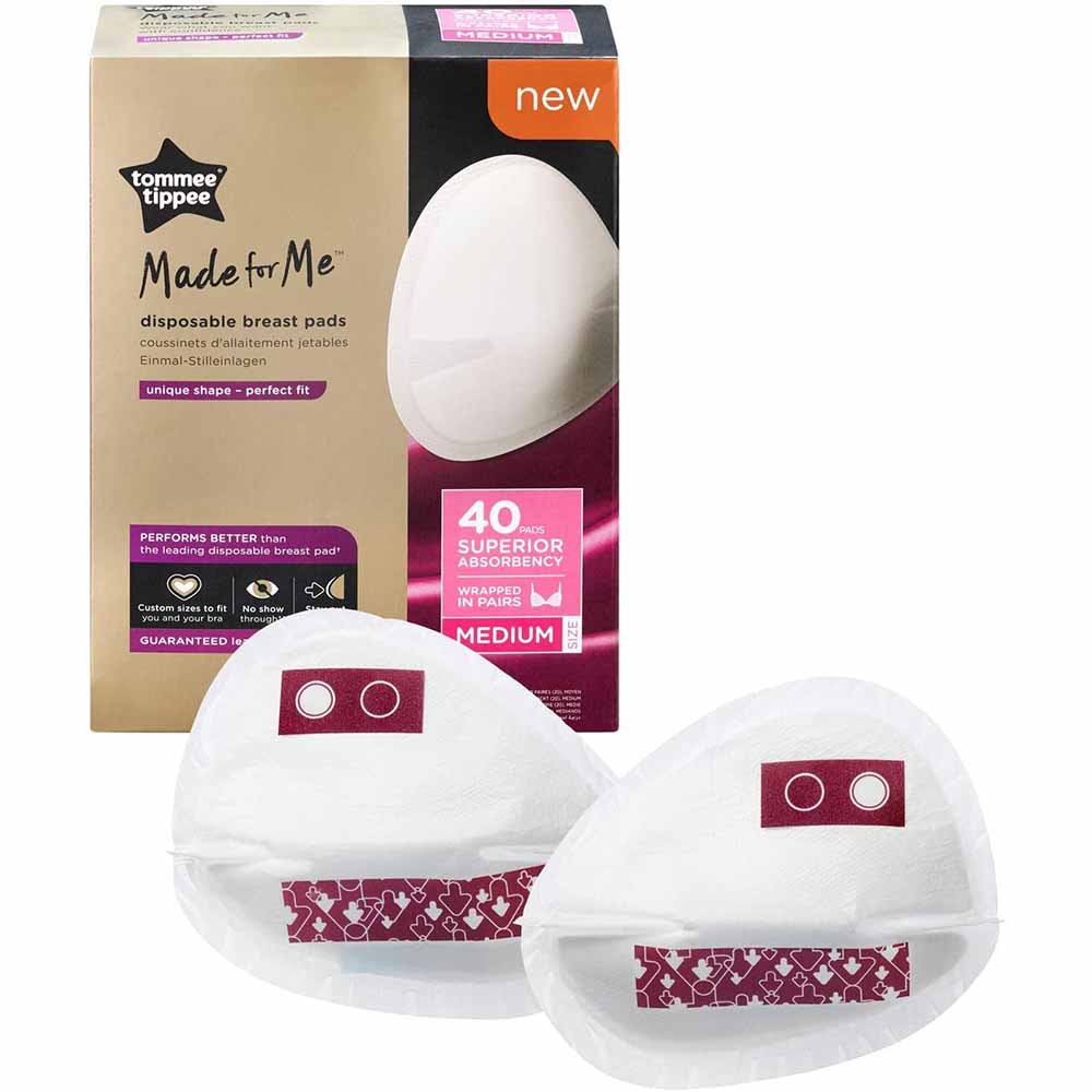 Tommee Tippee Made For Me Disposable Breast Pads 40pcs Wrapped In Pairs Medium Size